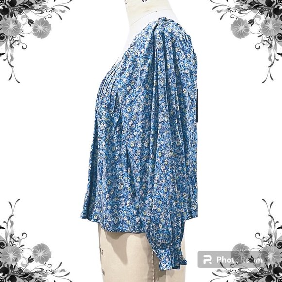 UNIVERSAL THREAD Bohemian Floral Blouse with Puff Sleeves - Size M - Picture 3 of 7
